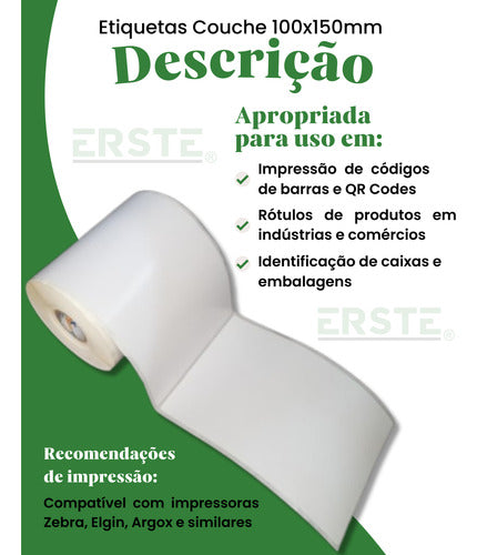 Etiqueta Couche 100X150mm Branca 200 Etiq por rolo