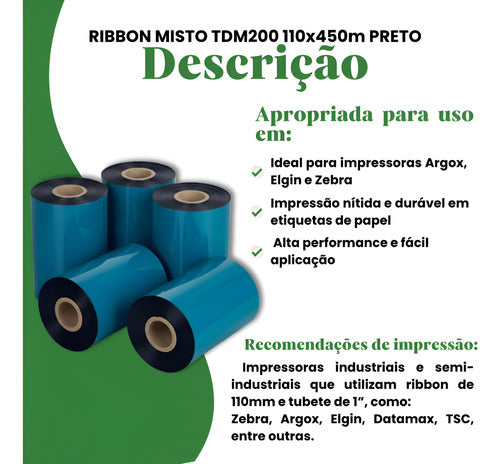 Ribbon Misto Tdm200 Todaytec 110x450 | Zebra Elgin Argox